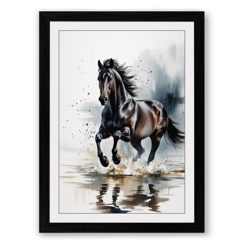 Galloping horse modern - horse, framed