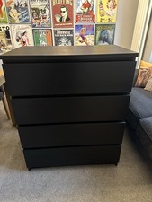 Malm Black Chest of Drawers 3-Piece Set