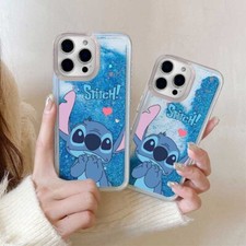 Quicksand Shy Stitch Case For Various Phone Liquid Glitter Lovely Cartoon Cover