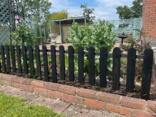 Wooden picket lawn edging - lawn,