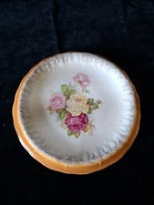 Rose Design Vintage Old Ceramic Pottery Bread Plate Transfer Design