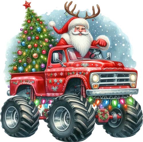 Christmas monster truck santa - christmas,