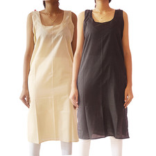 Combo Pack of 2 Long Cotton Inner Slip for Women – Sheer Kurtis & Dresses Ladies
