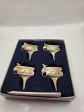 Vintage French Silea Set of 4 Sliver Plated Cheese Markers Mice in Orginal Box