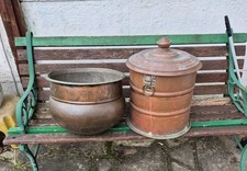 Two Vintage  Large Copper Pots