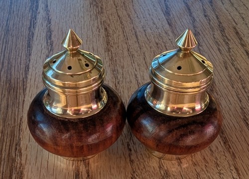 Vintage walnut wood and brass - walnut,
