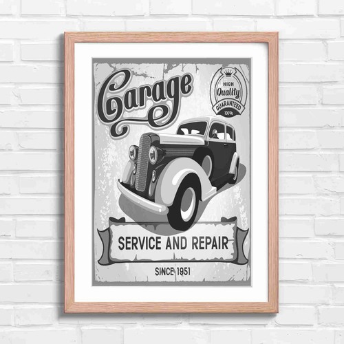 Retro vintage garage car - garage,