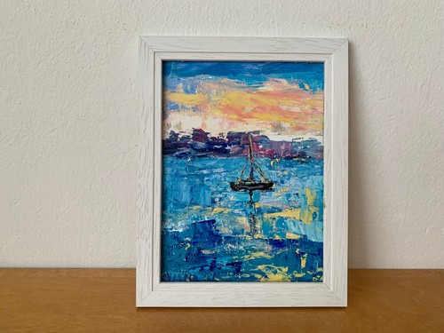 Sunset seascape oil painting - sunset,