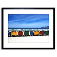 Photo Bright Painted Beach Huts Ocean  Framed Art Print 9x7 Inch