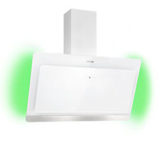 Cooker Hood 90cm Angled Kitchen Extractor Fan Chimney Hood Head Free Glass White