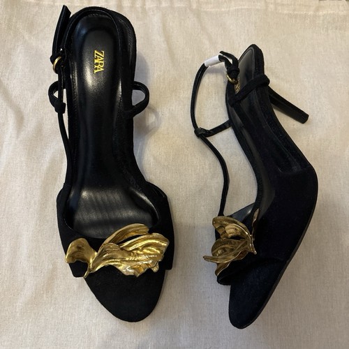 Zara bnwt leather heels with - leather,