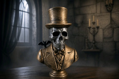 Skull gentleman bust with pet