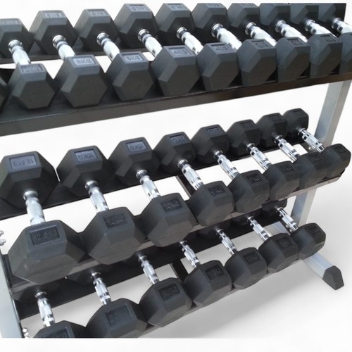 Wow rubber hex dumbbells - hex,
