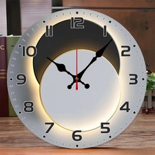 Moon Phase Wooden round Silent Hanging Wall Clock, Suitable for Living Room, Off