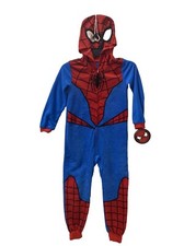 Marvel Spiderman Pajamas Union Suit Kids 6/7 or 8 One Piece Hoodie Costume