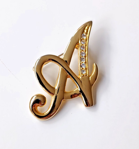 Letter brooch gold toned - letter, pin