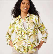 BNWT Stunning Kim & Co Ladies Shirt/Top 3/4 Sleeves White Multi  Size 2XL