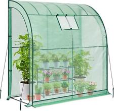 Walk In Lean to Greenhouse Outdoor Garden Grow House Zip Doors & Window Green