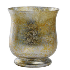 Antique Inspired Gold Glass Hurricane Style Lamp