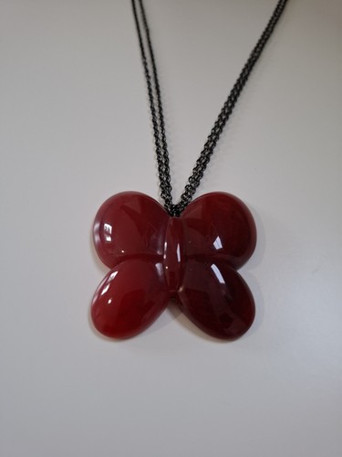 Y2k red butterfly pendant - y2k,