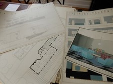 1937  ARCHITECTURAL SCHEMATIC  DRAWING ARTISTS ORIG ART DECO HOUSE COLLINGHAM 