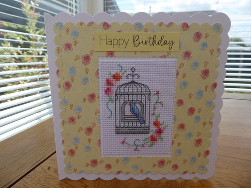 Completed cross stitch card - ,