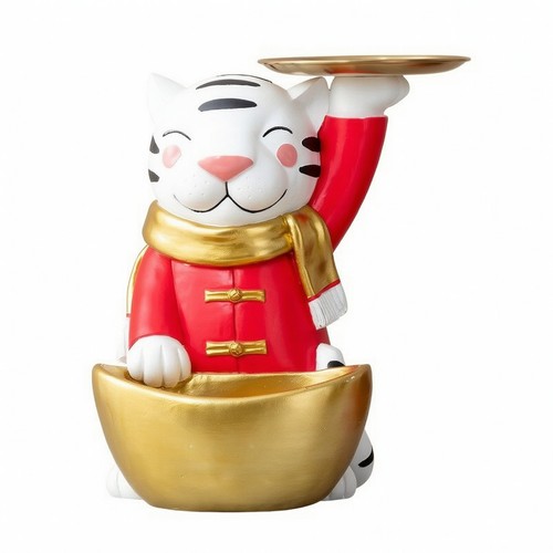 Tiger statue with tray - tiger,
