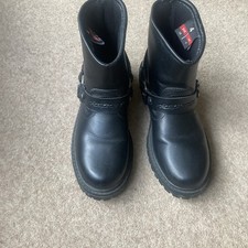 RK Sport Cruiser Black Leather Motorcycle Ankle Pull On Boots UK size 4 Euro 38