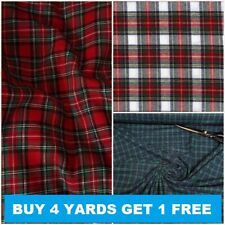 Premium Brushed Tartan Woven 100% Cotton Check Crafts Dress Fabric