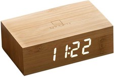 USB Wooden Alarm Clock With Sound Activation & Flip Over Snooze Control Gingko