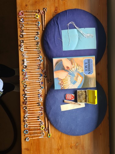 Lace making kit and equipment - and,