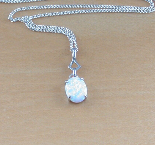 Sterling silver white opal lab - sterling,