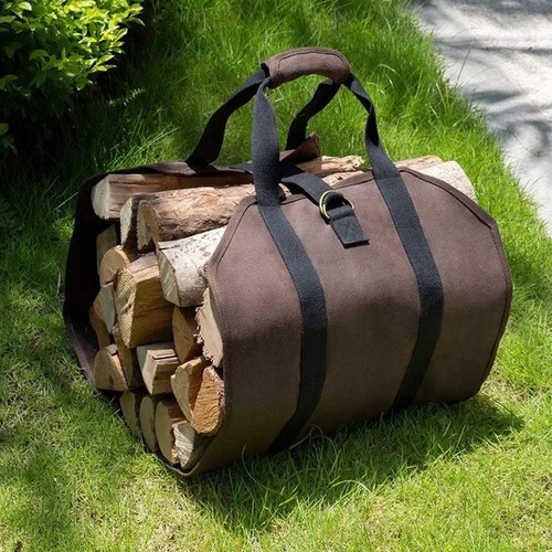 Firewood carrier bag canvas - carrier,