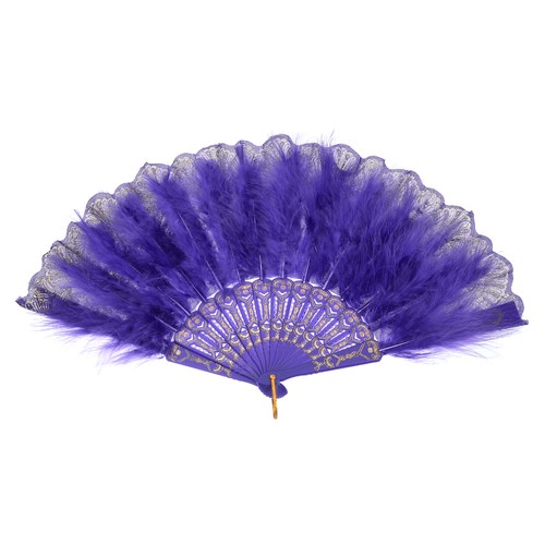 Feather hand fan purple - feather,