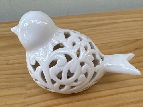 White china porcelain bird - white,