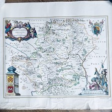 Vintage Reprinted 1648 Map of Hertfordshire by Johan Blaeu by John Bartholomew