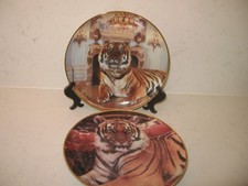2 x  WILD CAT PLATES - PALATIAL TIGER & IMPERIAL TIGER - FRANKLIN MINT