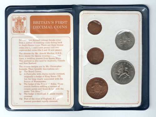 Britains first decimal coins - first,