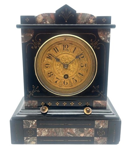 French slate mantel clock - mantel,