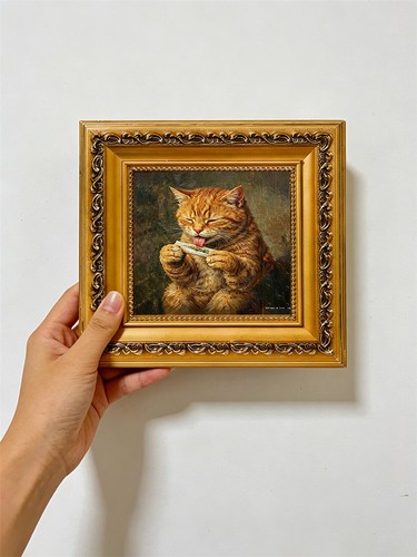 Rolling ginger cat - cat, impasto
