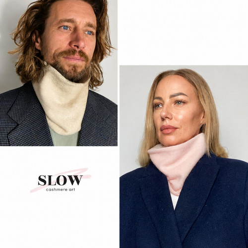 Pure cashmere scarf snood - pure, neck