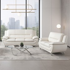 NEW White Leather Gel 2PC Sofa