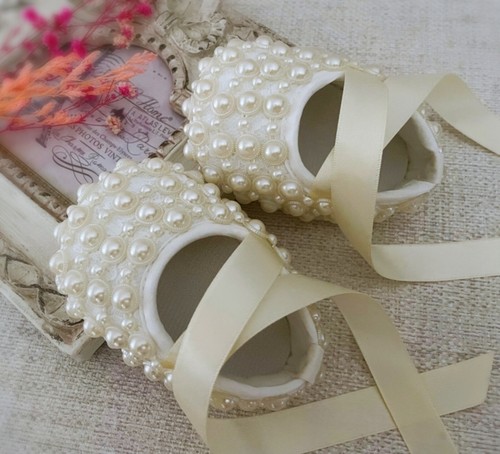 Ivory christening shoes - christening,
