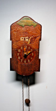 Black Forest Folk Art Water Mill Scene Face Clock -Working Just serviced