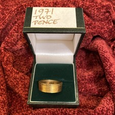 24K Gold Plated Handmade 1971 Two Pence Coin Ring