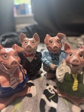 Full Set Of 4x Wade Natwest Pigs Family Piggy Banks Money Boxes Inc Rare Wesley