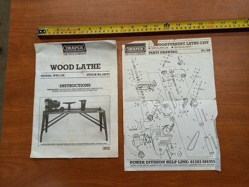 Draper wood lathe model wtl12a - draper,