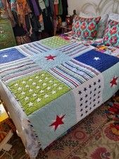 COTTON QUILTED  BEDCOVER. THROW BLANKET.SINGLE. STARS &STRIPES.ILVA/IKEA.EX CON!