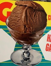 Vintage 1950s Chocolate Ice Cream Soda Fountain Poster - Original NOS Diner Sign