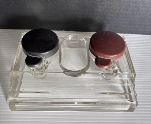 Antique pressed glass double - glass,